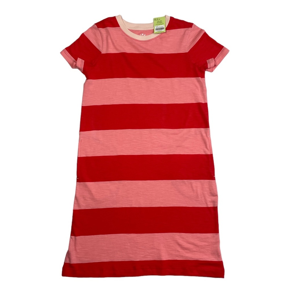 NWT Primary Girls Rugby Stripe T-Shirt Dress With Pockets Size 10